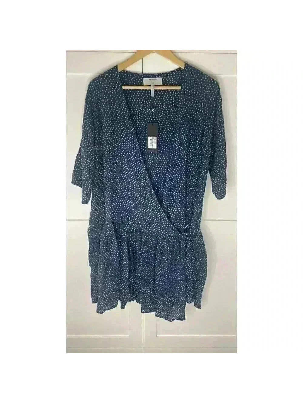 One Teaspoon Women's Starry Night Wrap Cotton Dress Navy Size L